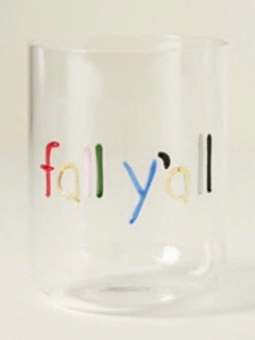 Fall Y'all Clear Glass Tumbler - Multicolor Lettering